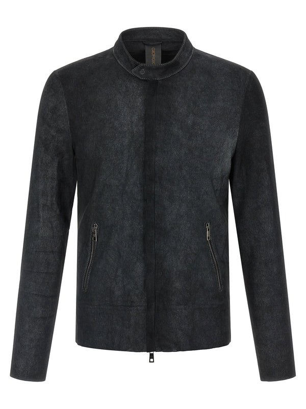 Giorgio Brato Waxed Stretch Lambskin Jacket — Black