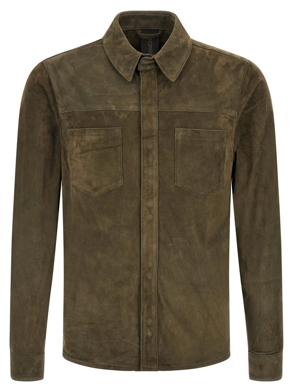 Giorgio Brato Suede Shirt Jacket — khaki