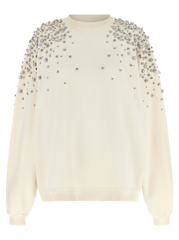 سويت شيرت Golden Goose كريستال-مزخرف قطن — لون كريمي