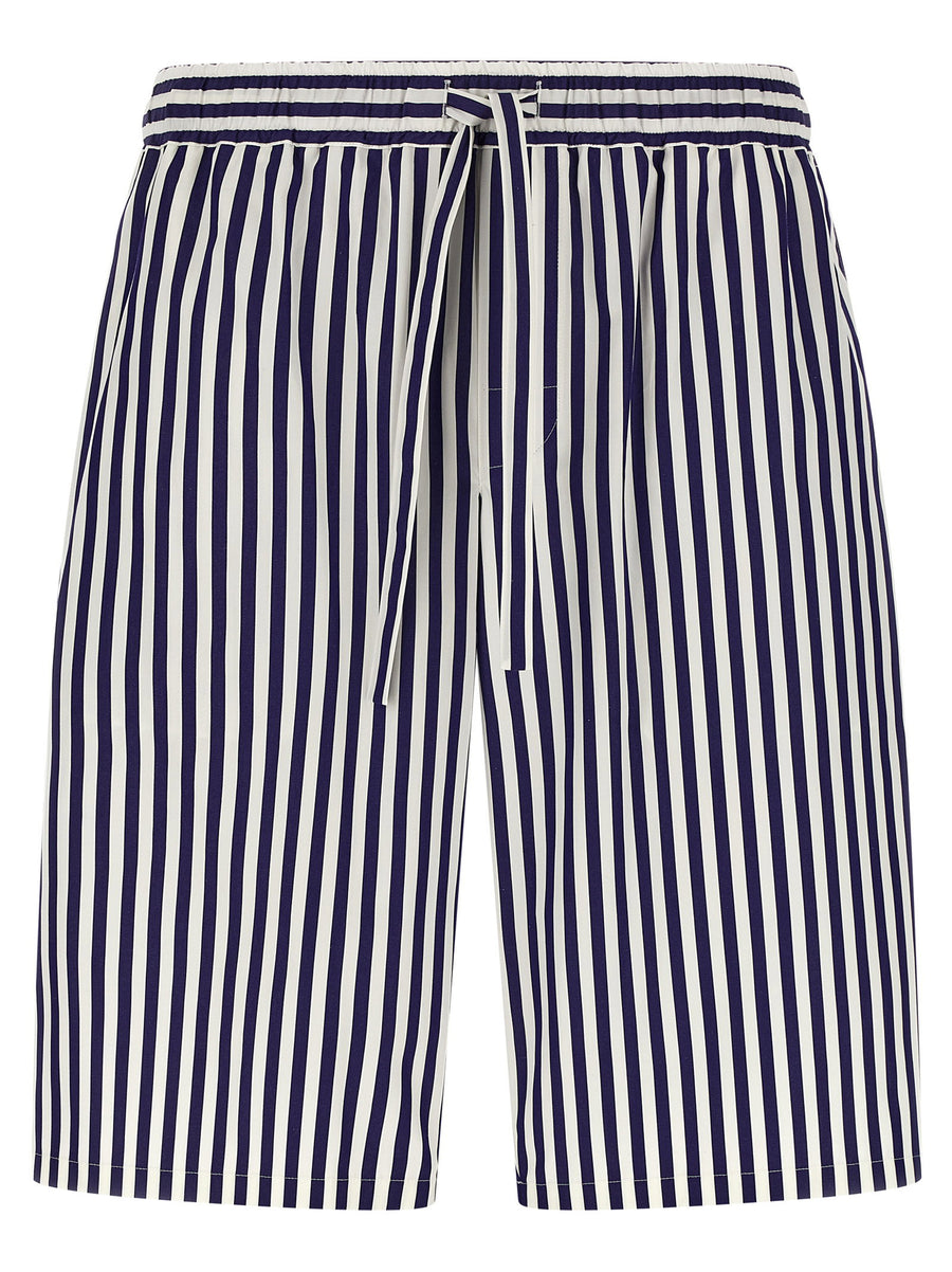 Dolce & Gabbana Striped Cotton-Silk Poplin Bermuda Shorts — Navy