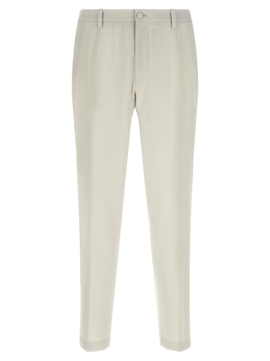 Dolce & Gabbana Wool Poplin Trousers — Cream