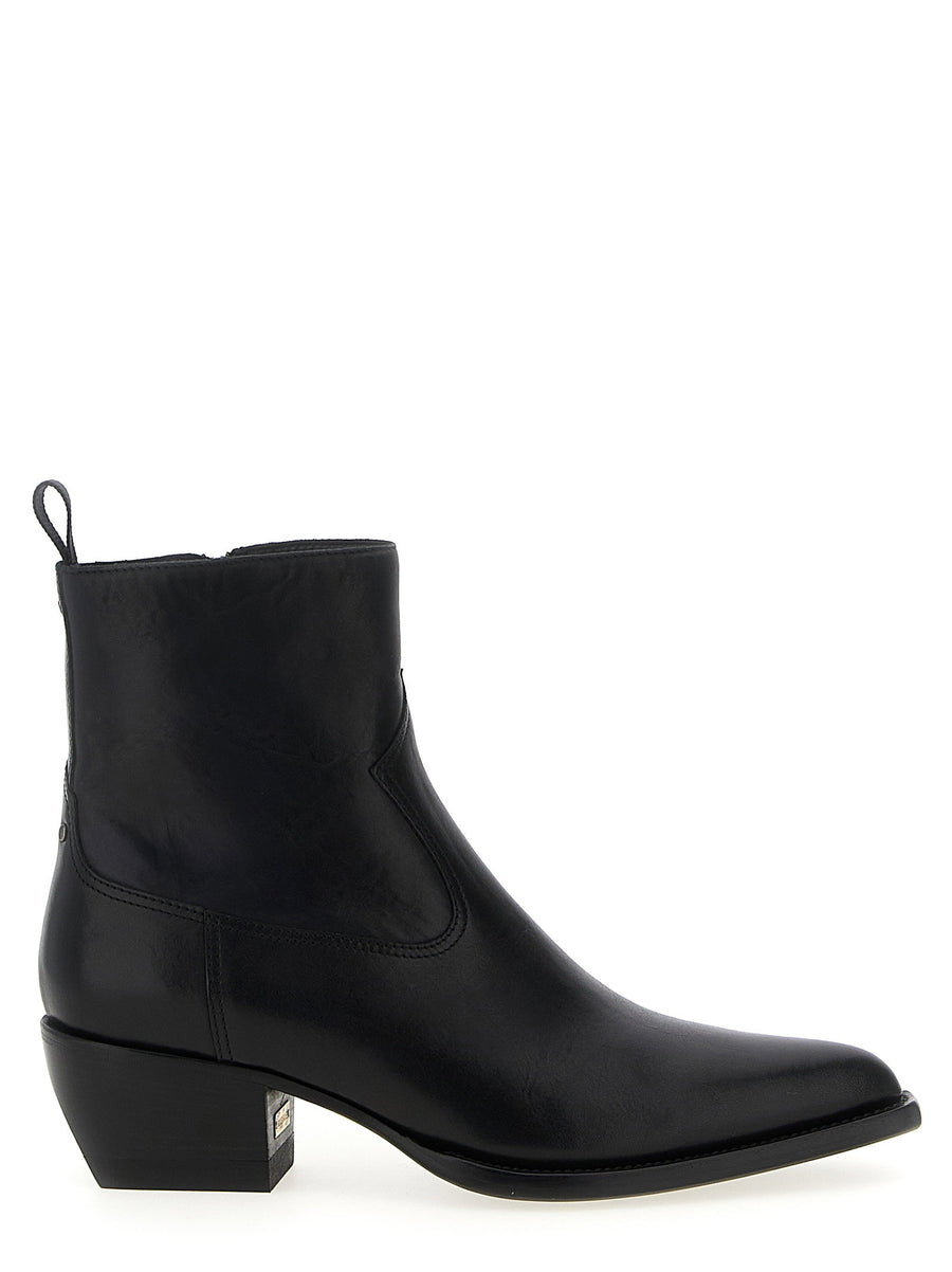 Golden Goose Leather Texan Ankle Boot — Black