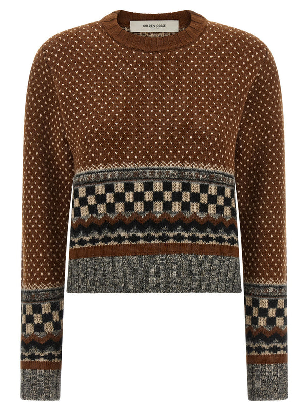 Golden Goose جاكار حياكة كنزة — بني