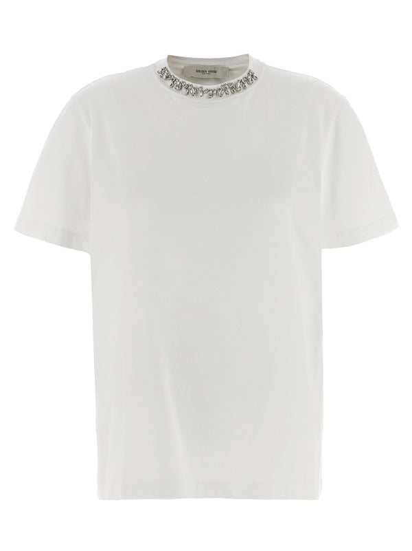 Golden Goose Crystal-Embellished Crew Neck T-shirt — White