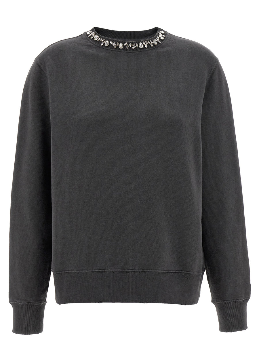 Golden Goose Crystal-Embellished Sweatshirt — Charcoal