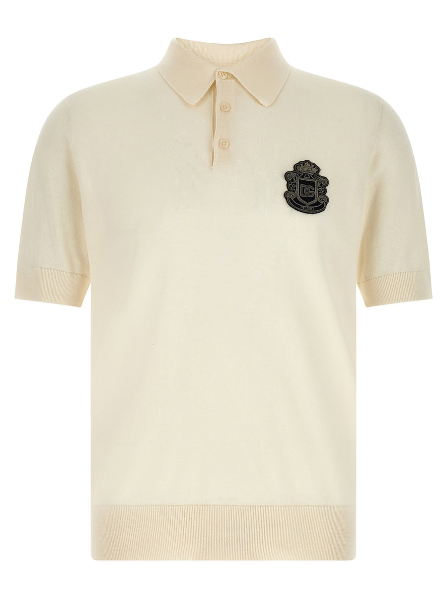 Dolce & Gabbana Logo-Patch Cotton Polo — Cream