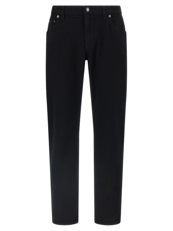 Dolce & Gabbana Logo Plaque Jeans — Black