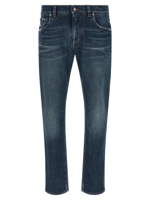 Dolce & Gabbana Logo Patch Jeans — Blue