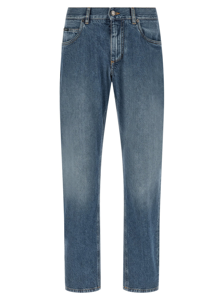 Dolce & Gabbana Heraldic Embroidery Jeans — Blue
