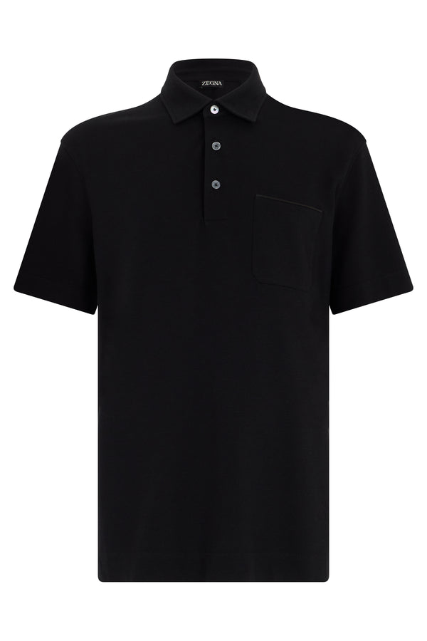 Polo Shirt Black Cotton
