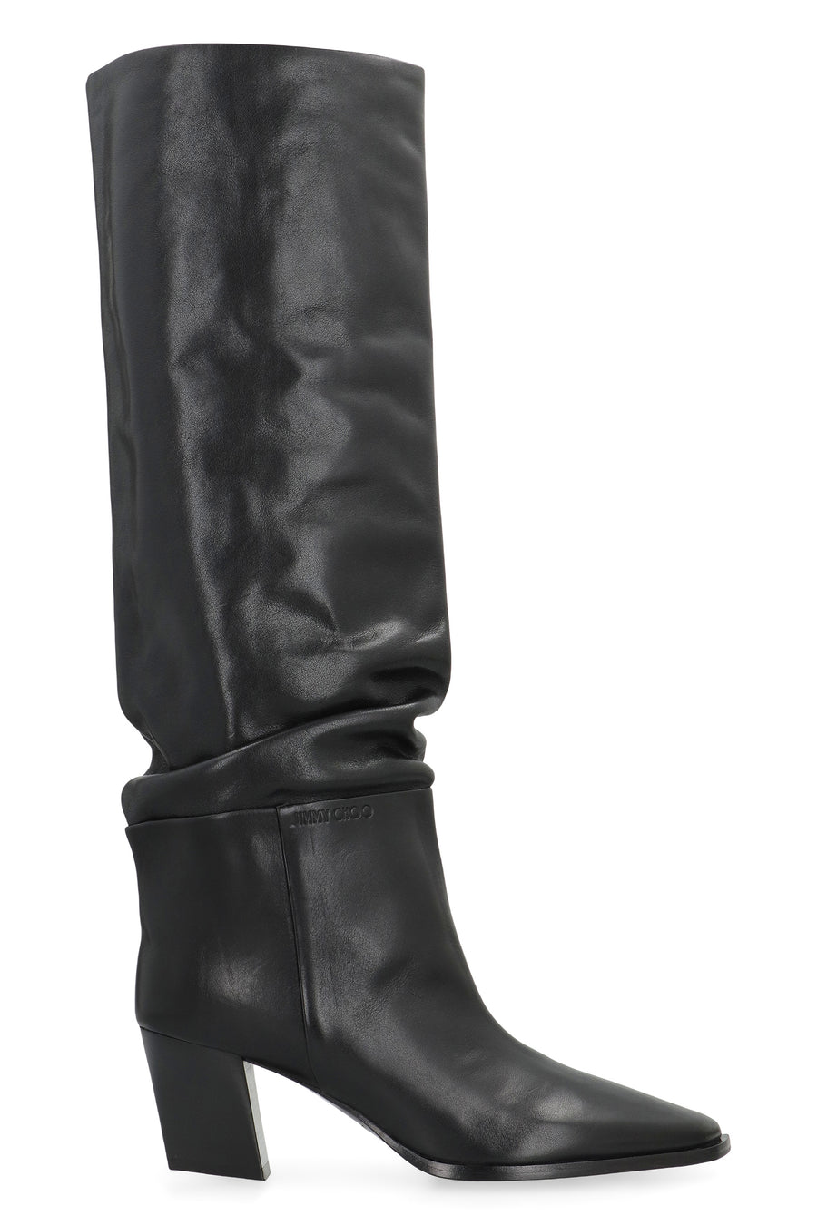 Leather Boots With Sculptural Heel Black Calf