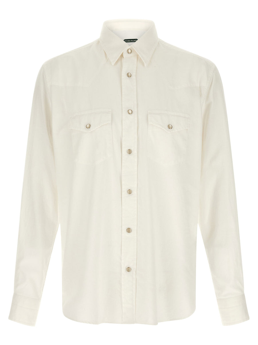 Tom Ford Western-Style Cotton Shirt — Cream