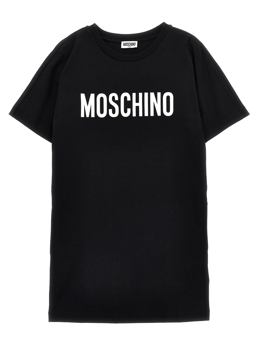 Moschino Kid Teen Logo-Print Cotton T-shirt Dress — Black