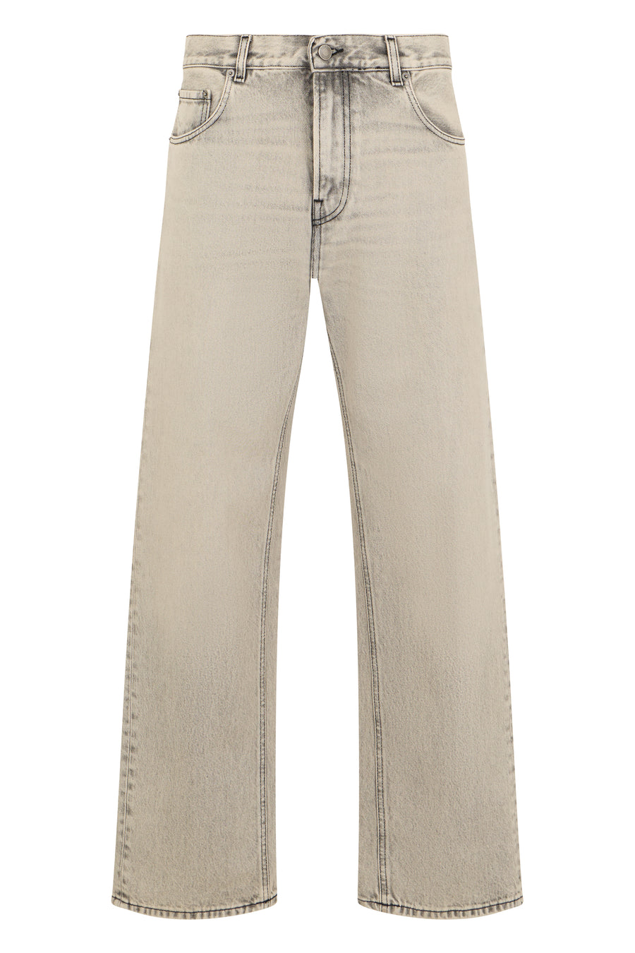 Straight-Leg Jeans Beige Cotton