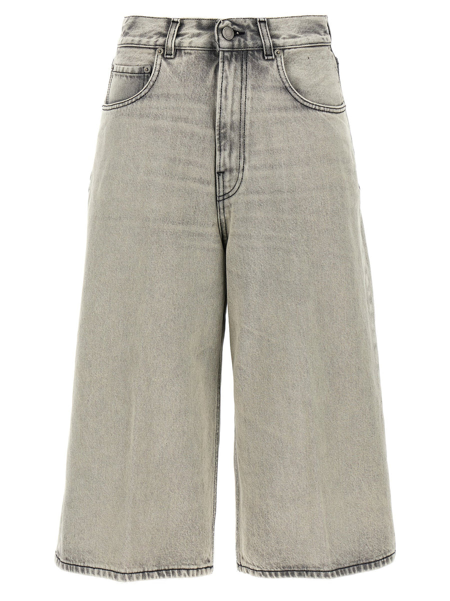 Haikure Cotton Denim Bermuda Shorts — Grey
