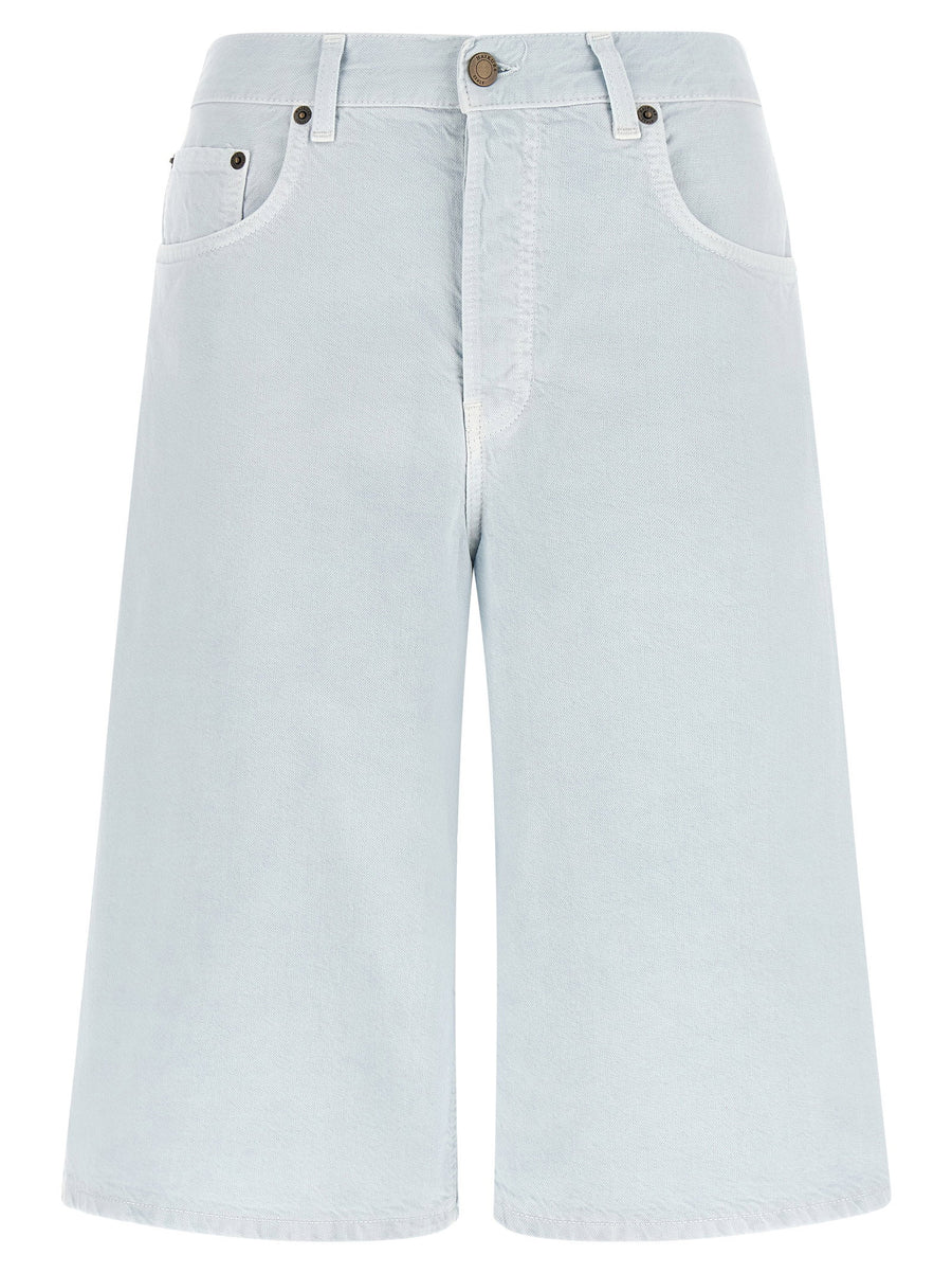 Haikure Cotton-Linen Twill Bermuda Shorts — light blue