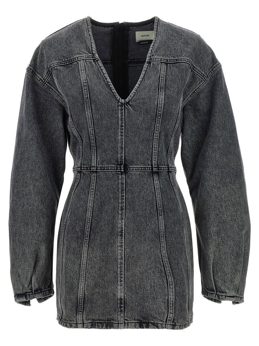 Haikure Cotton Denim Mini Dress — Charcoal