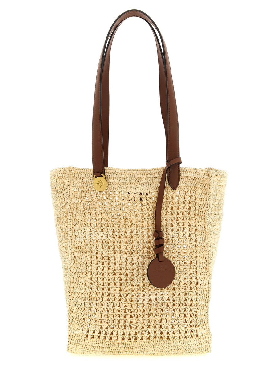 Mulberry Raffia Crochet Shoulder Bag — Cream