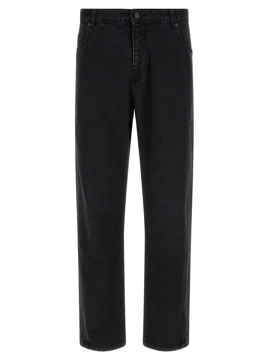 Balmain Embroidered Logo Denim Jeans — black