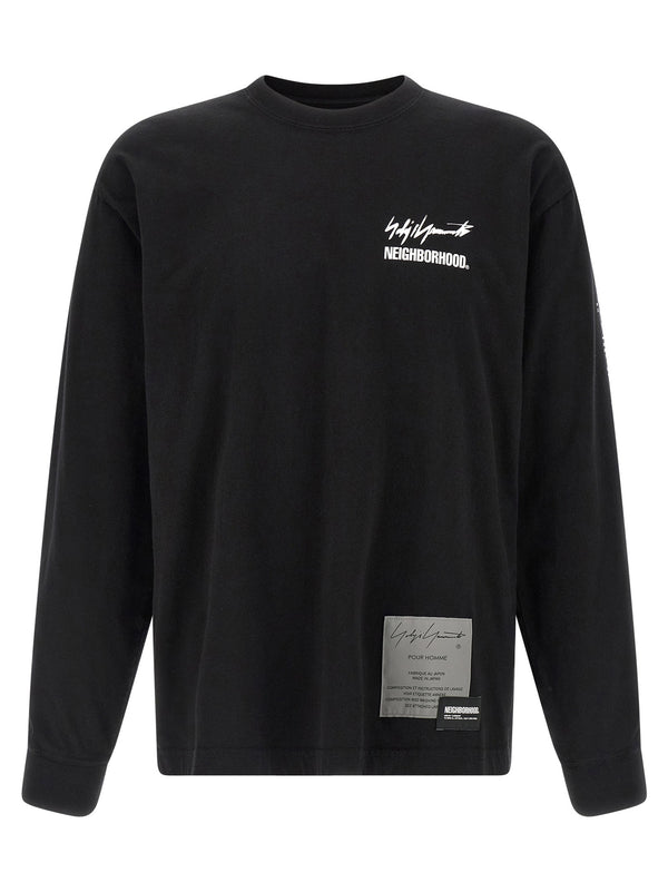 Yohji Yamamoto Logo-Print Cotton Long-Sleeve T-Shirt — Black