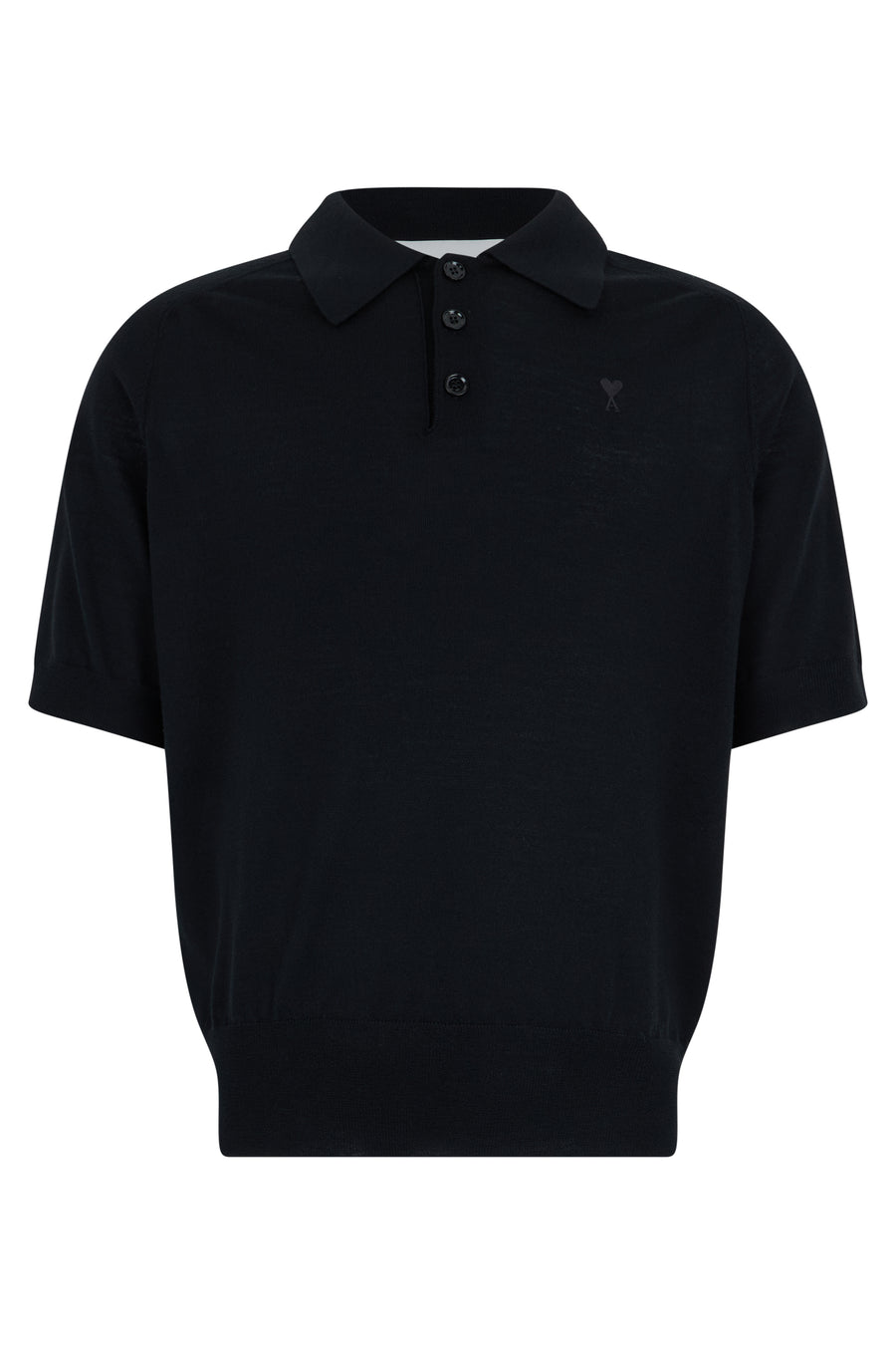 Short-Sleeve Wool Sweater Black/black Polo Shirts