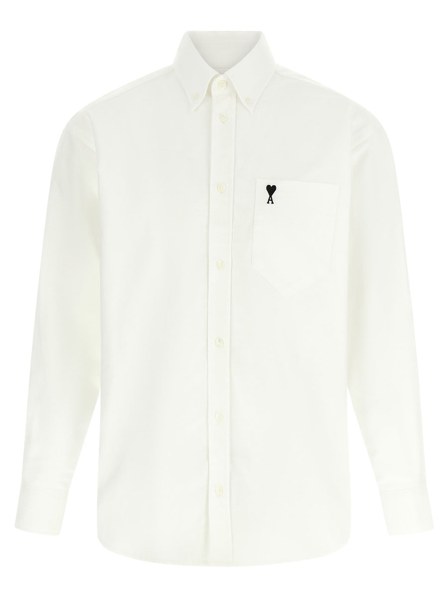 Ami Paris Heart Embroidery Shirt — White