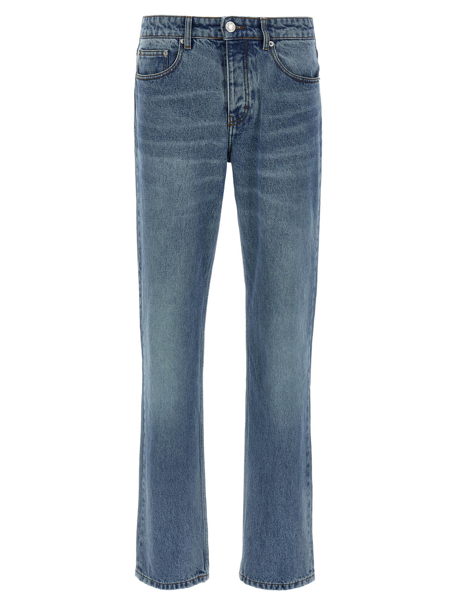 Ami Paris Delavé Cotton Denim Jeans — Blue