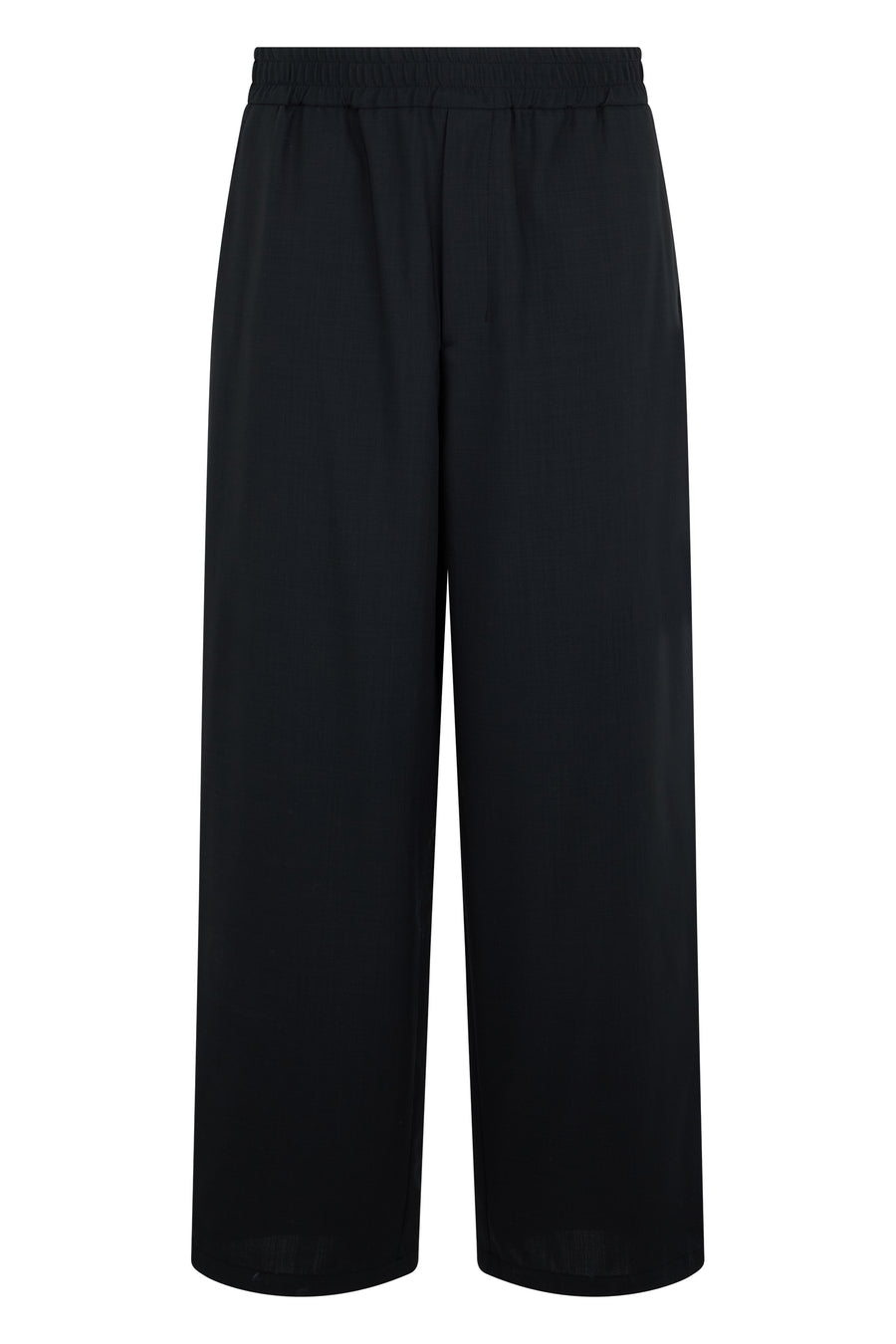 Tailored Trousers With Elastic Waist Black Virgin Wool
