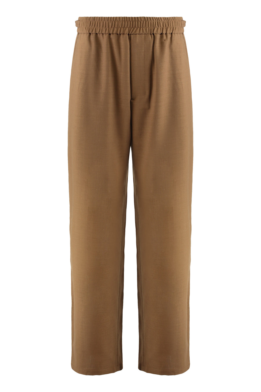 Elasticated Wool Twill Trousers Camel Virgin