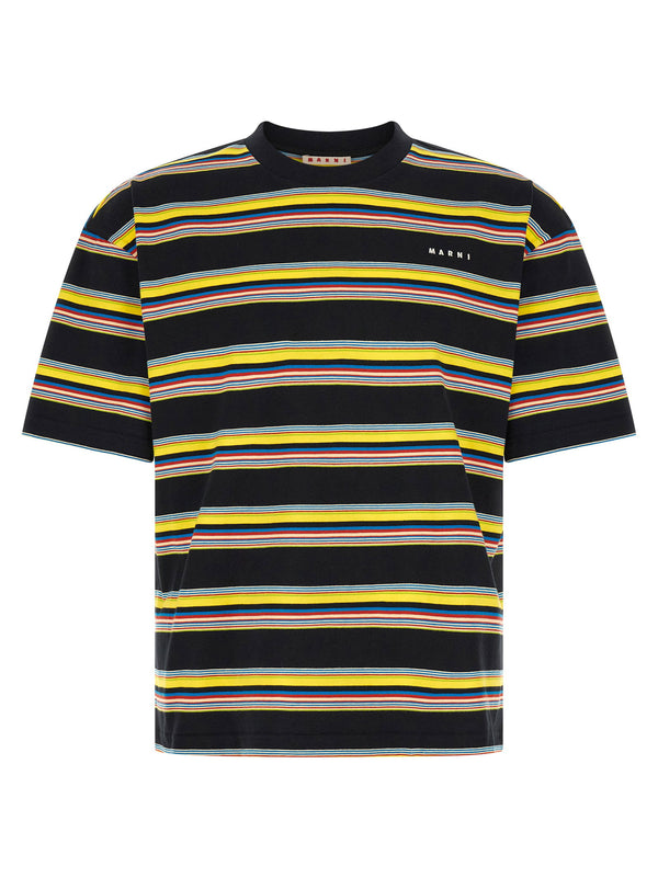 Marni Multicolored Striped T-Shirt — Black