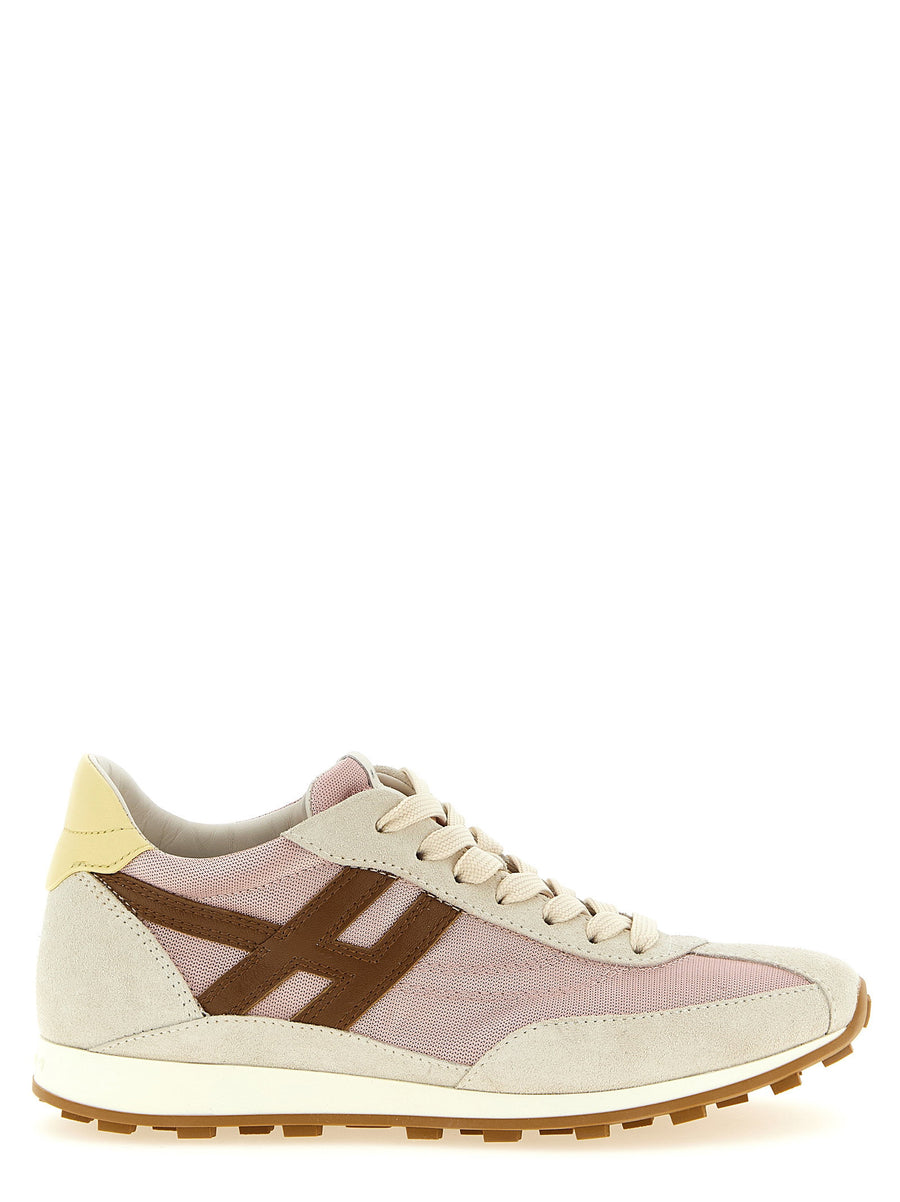 Hogan Suede and Technical Fabric Sneaker — cream
