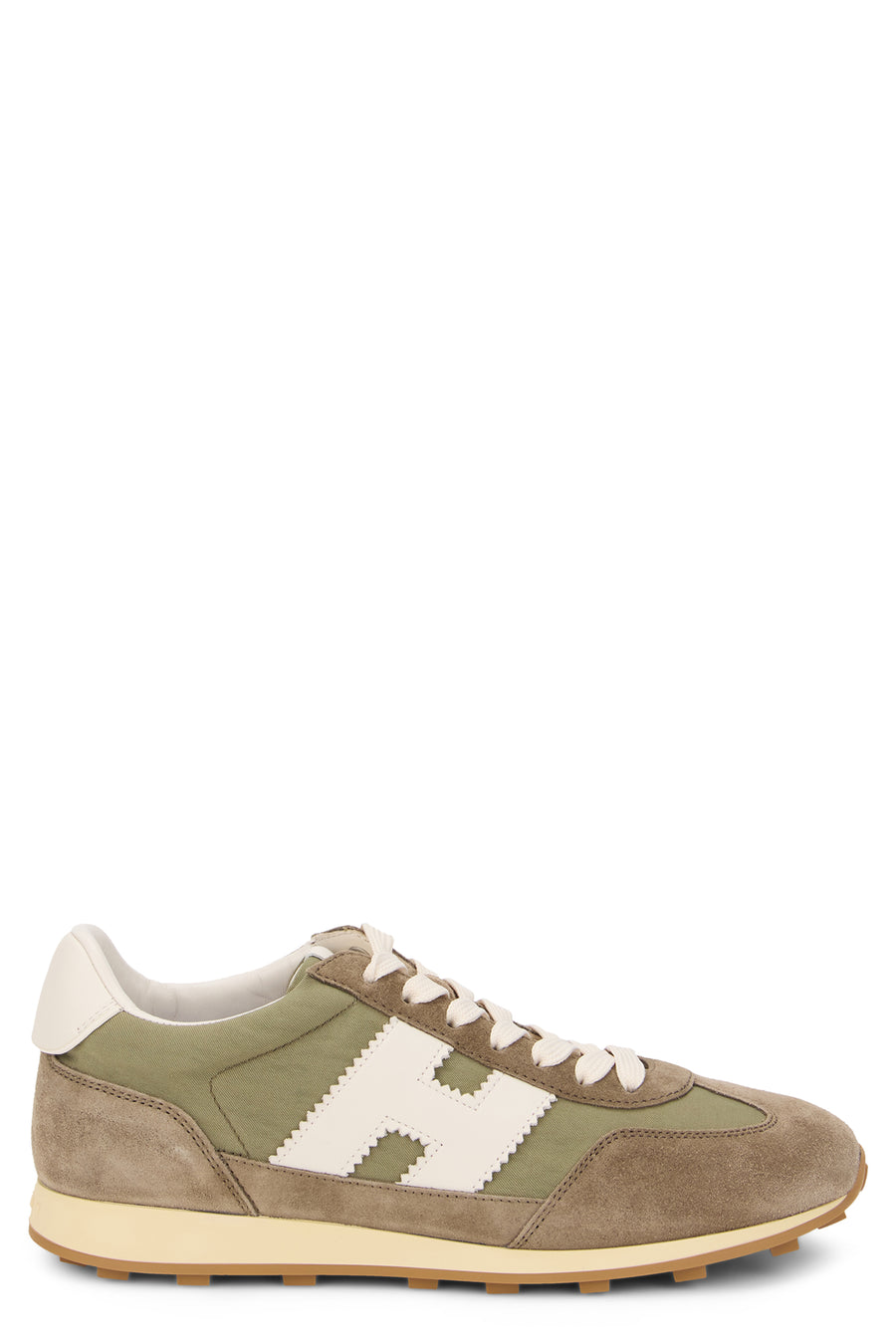 Fitted Sneakers Khaki Suede And Fabric Polyamide Trainers