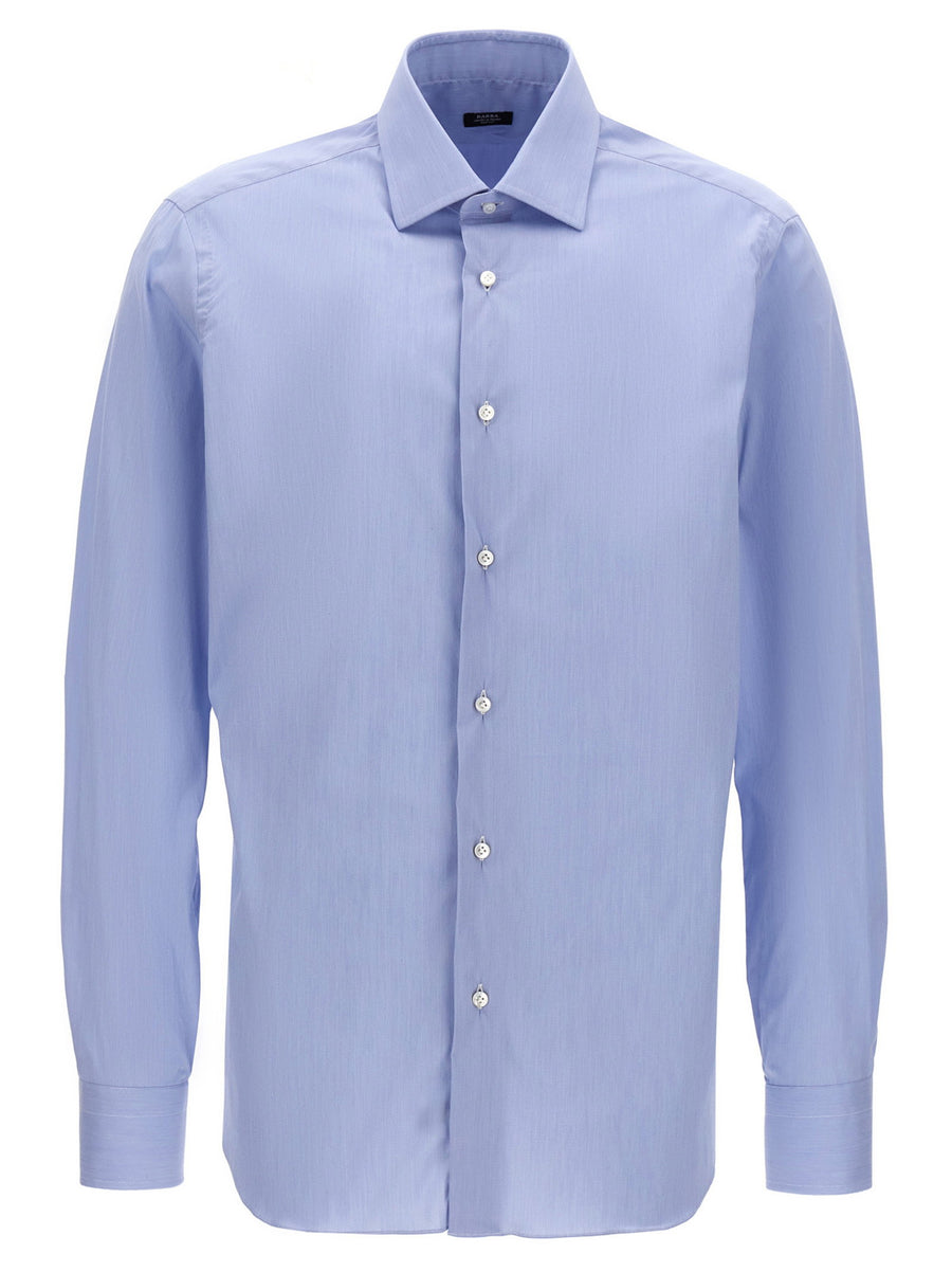 Barba Stretch Cotton Poplin Shirt — Light Blue