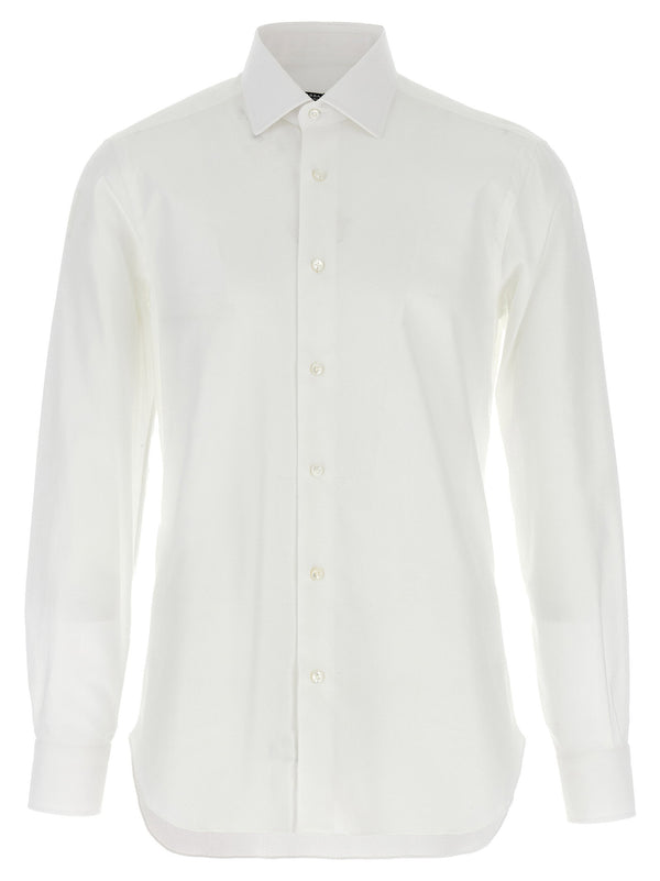Barba Honeycomb Cotton Shirt — White
