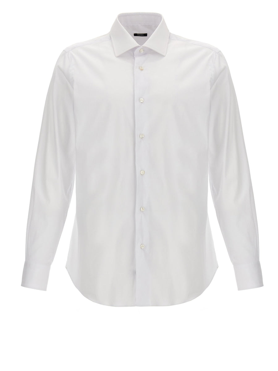 Barba Stretch Cotton Poplin Shirt — White
