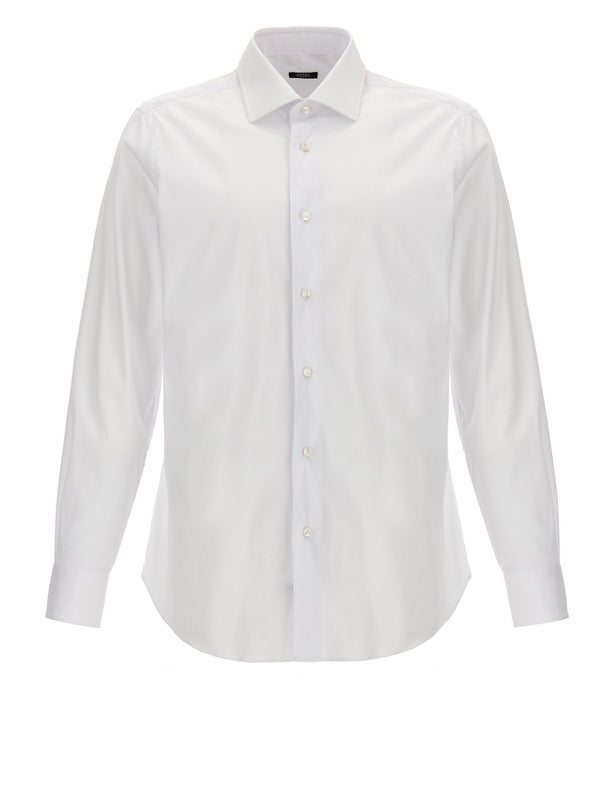 Barba Stretch Cotton Poplin Shirt — White