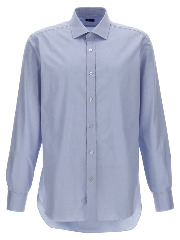 Barba Stretch Cotton Poplin Shirt — Periwinkle