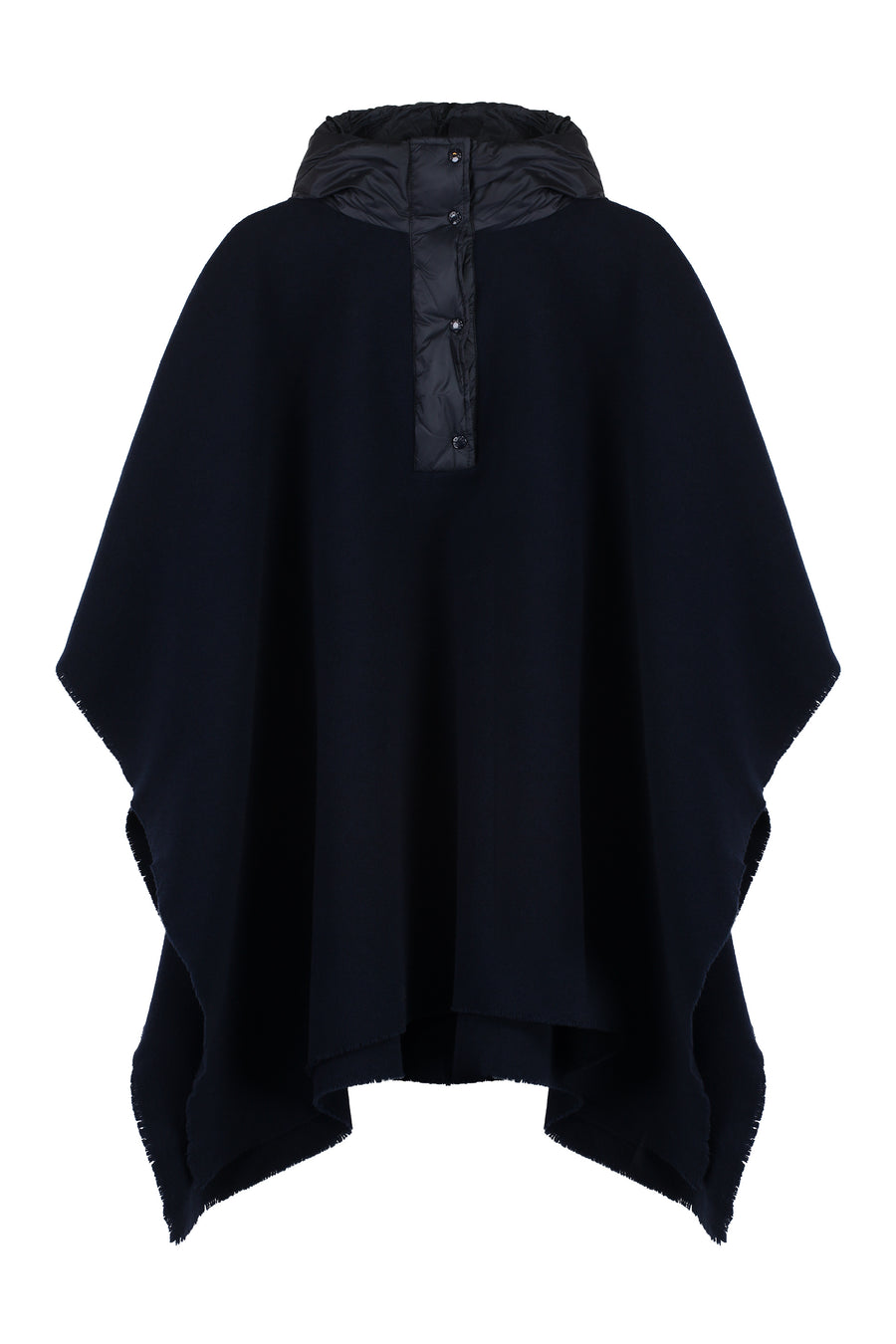 Wool Cape With Technical Inserts Blue Jacket