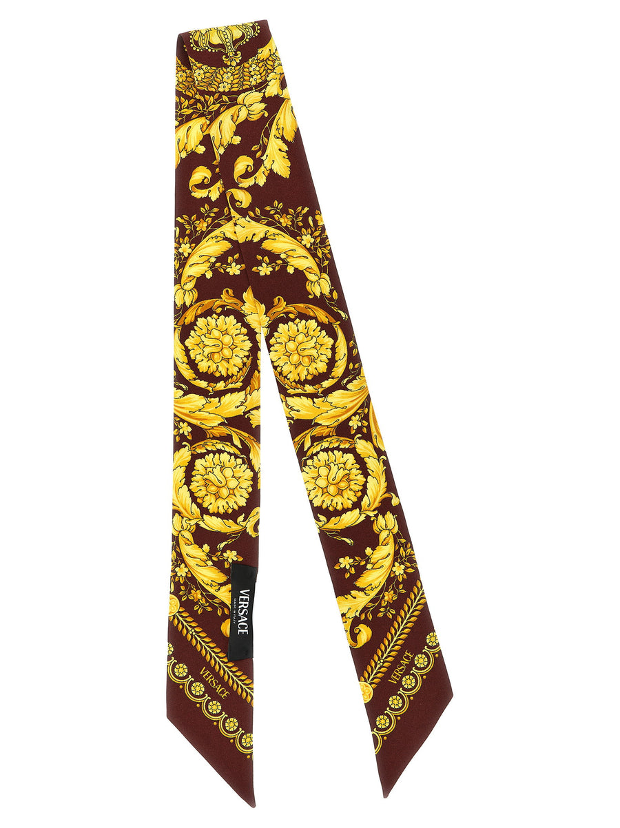 Versace Baroque Printed Silk Twill Scarf — Burgundy