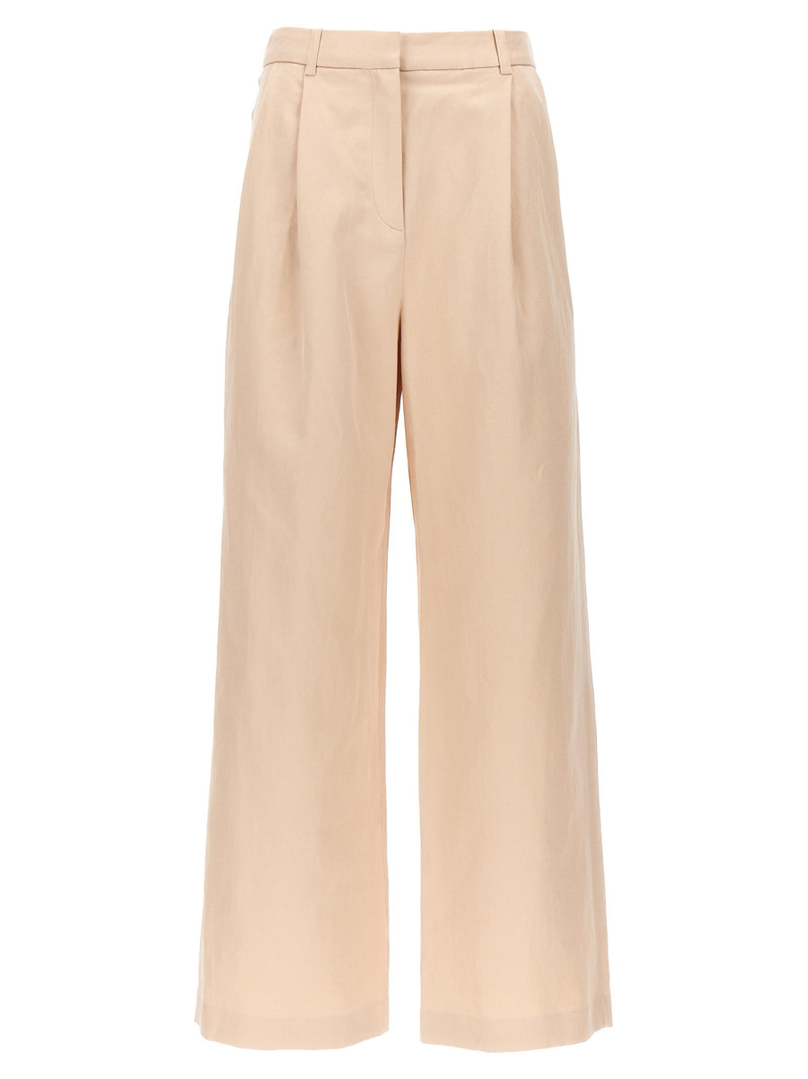 Loulou De Saison Cotton-Linen Blend Trousers — Beige