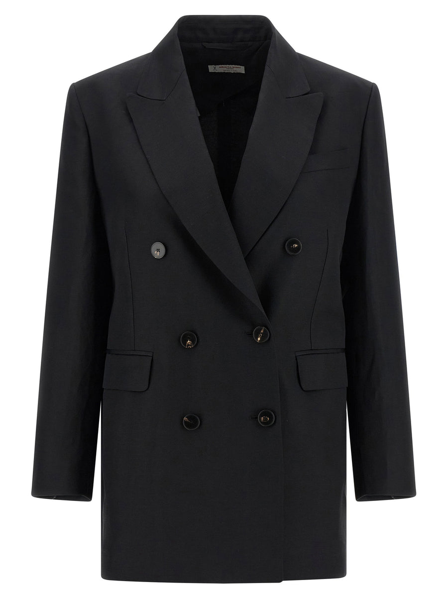 Alberto Biani Viscose-Linen Blend Blazer — Black