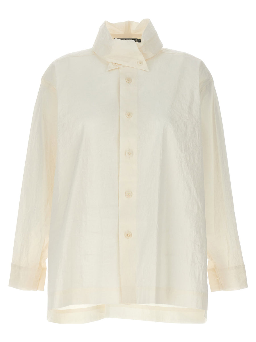 Issey Miyake Crinkled Washi Blend Shirt — Ivory