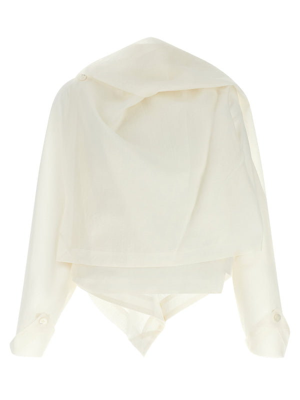 Issey Miyake حقيبة اول سكويرز بلوزة — أبيض وفري</i>