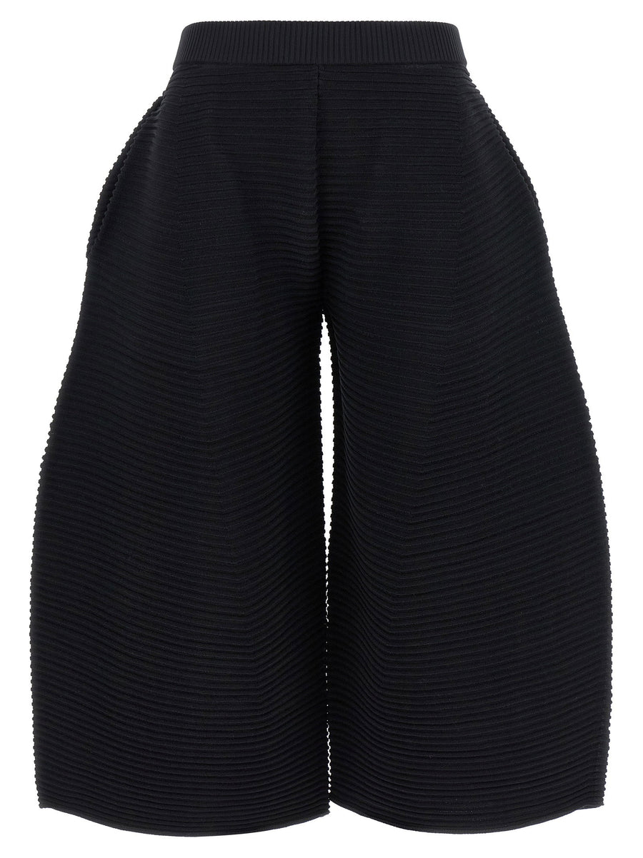 Issey Miyake Corrugated Knit Trousers — Black