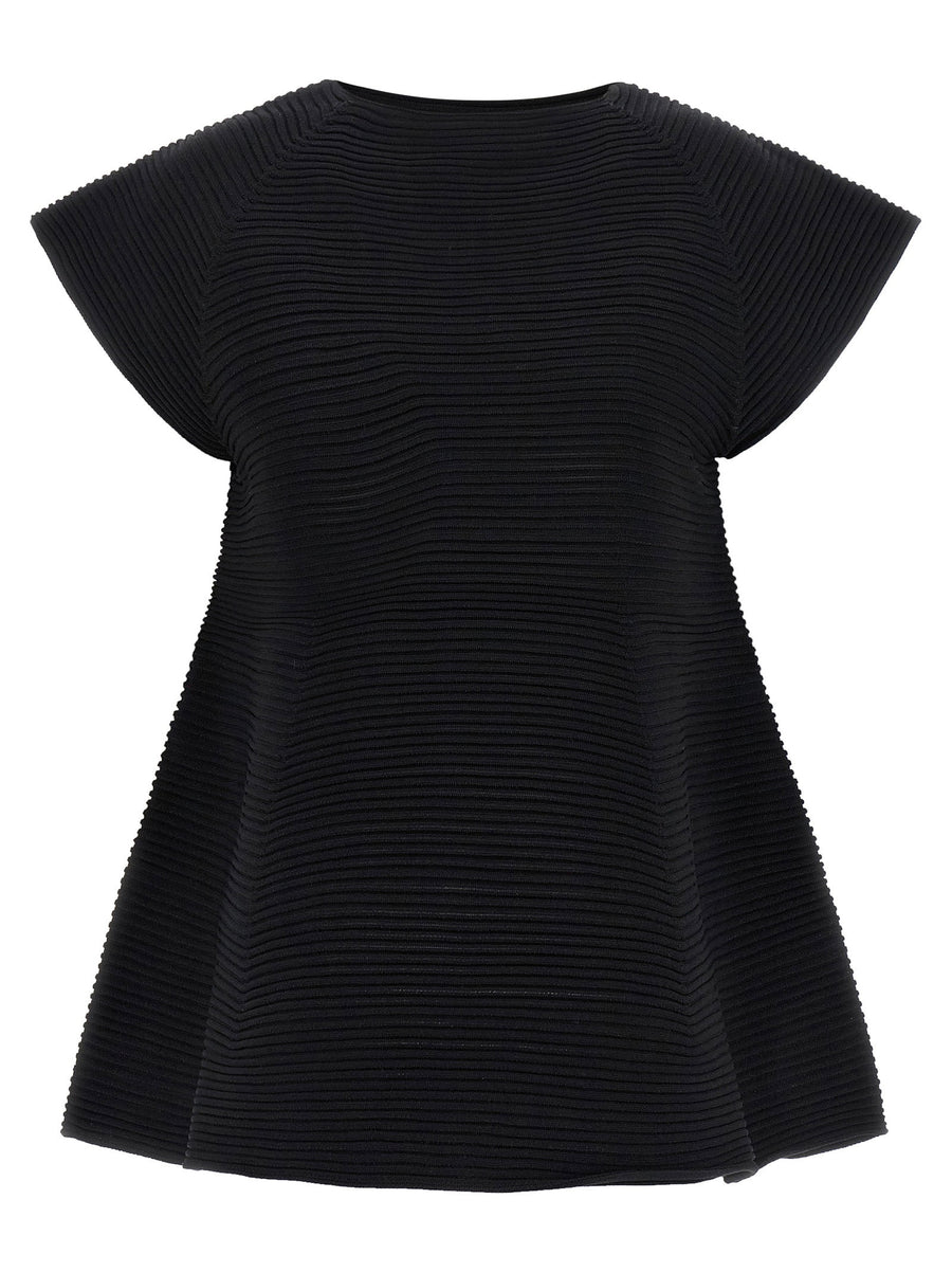 Issey Miyake Corrugated Knit Dress — Black