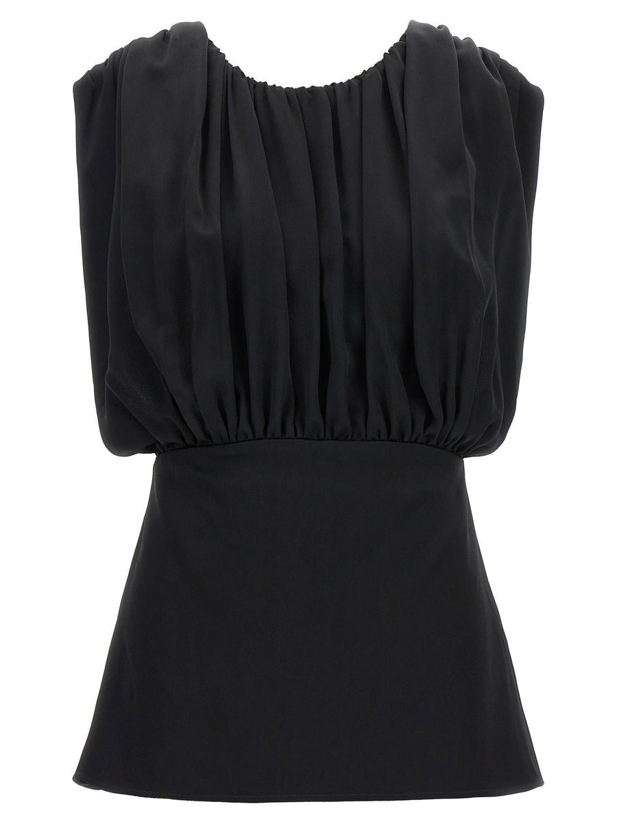 Jil Sander Crinkled Plastron Tank Top — Black