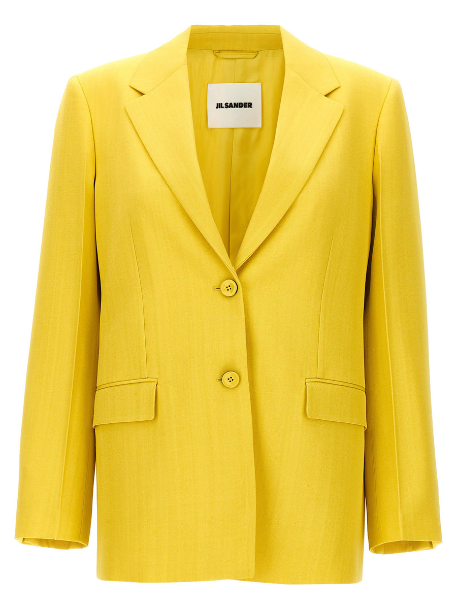 Jil Sander Viscose-Silk Blend Blazer — Yellow