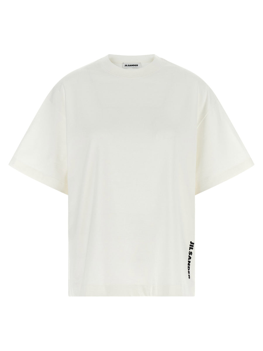 Jil Sander تيشيرت شعار بطبعة قطن جيرسيه قميص — كريمي