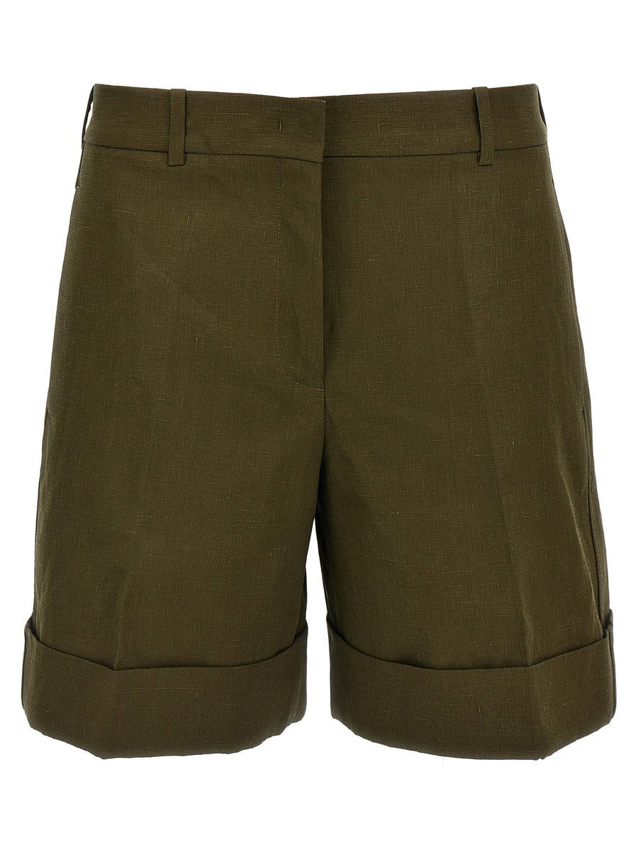 Jil Sander Linen Bermuda Shorts — Olive