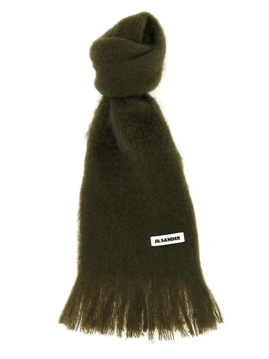 Jil Sander Mohair Wool Blend Scarf — Olive